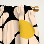 Retro Fun Floral - Off-white, Yellow and Black Window Curtain Gallery Image 2