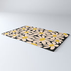 Retro Fun Floral - Off-white, Yellow and Black Rug Gallery Image 3