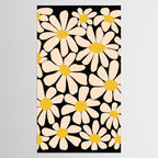 Retro Fun Floral - Off-white, Yellow and Black Tablecloth Gallery Image 2