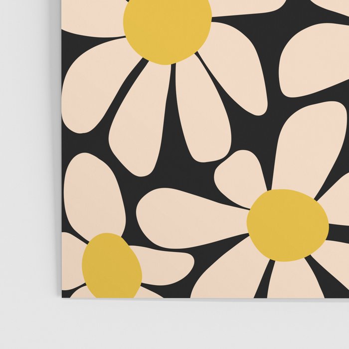 Retro Fun Floral - Off-white, Yellow and Black Poster Gallery Image 3