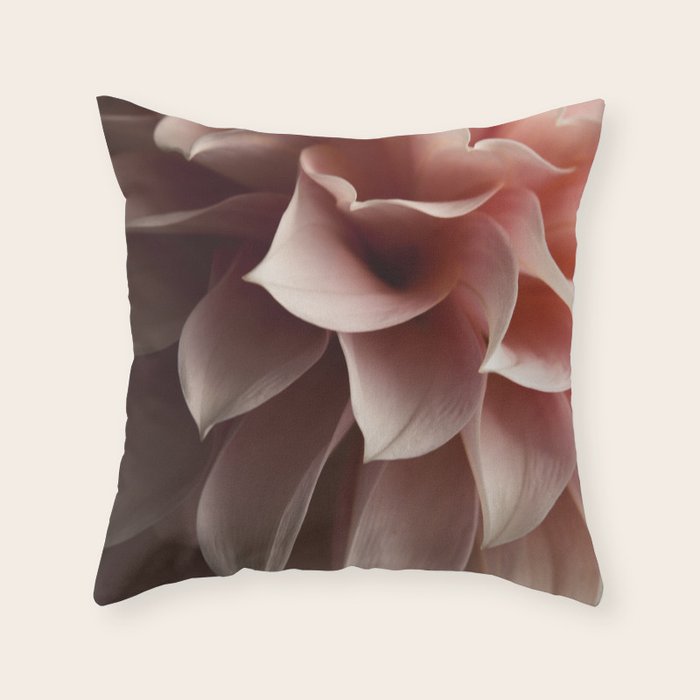 Unfolding - rose pink flower photograph dahlia botanical art print floral Throw Pillow Gallery Image 6