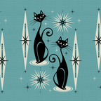 Mid Century Meow Retro Atomic Cats on Blue Coffee Mug Gallery Image 2