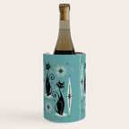 Mid Century Meow Retro Atomic Cats on Blue Wine Chiller Gallery Image 2