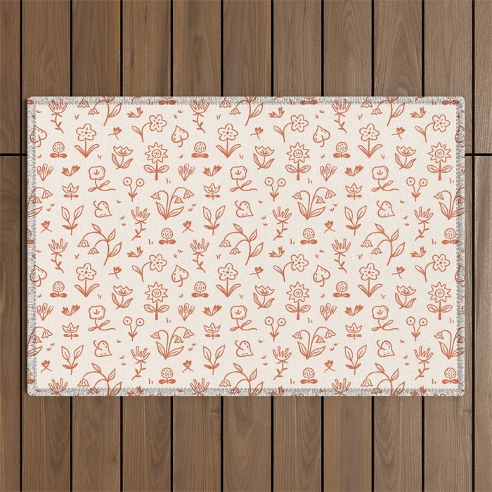 Playful Flower Doodles Outdoor Rug Gallery Image 1