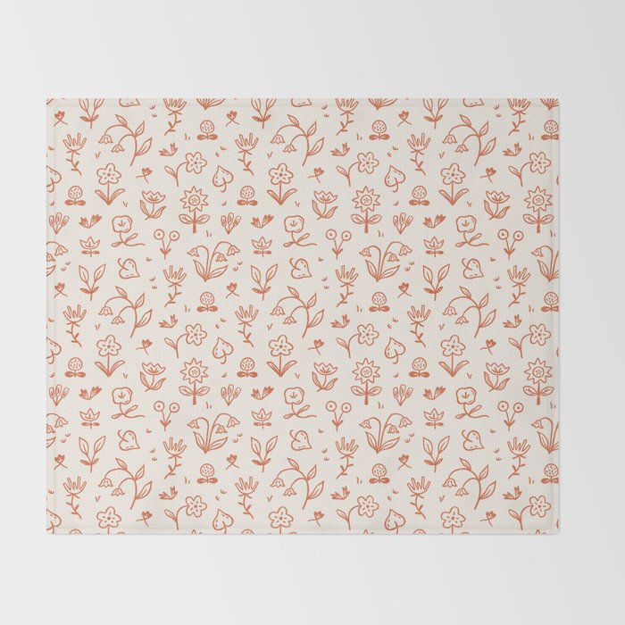Playful Flower Doodles Throw Blanket Gallery Image 2