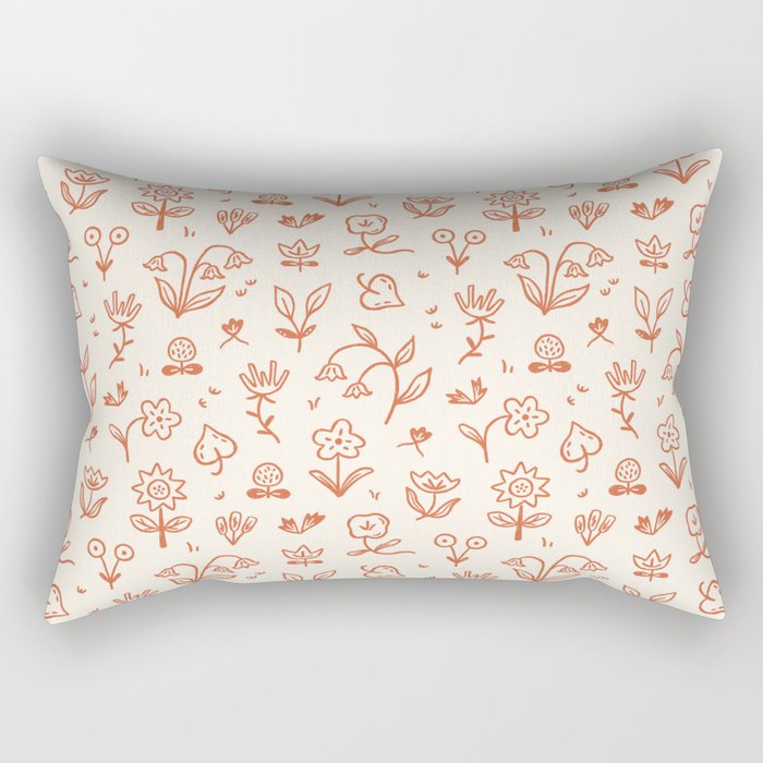 Playful Flower Doodles Rectangular Pillow Gallery Image 2