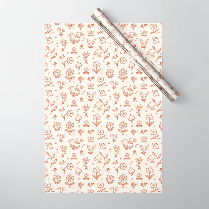 Playful Flower Doodles Wrapping Paper Gallery Image 1