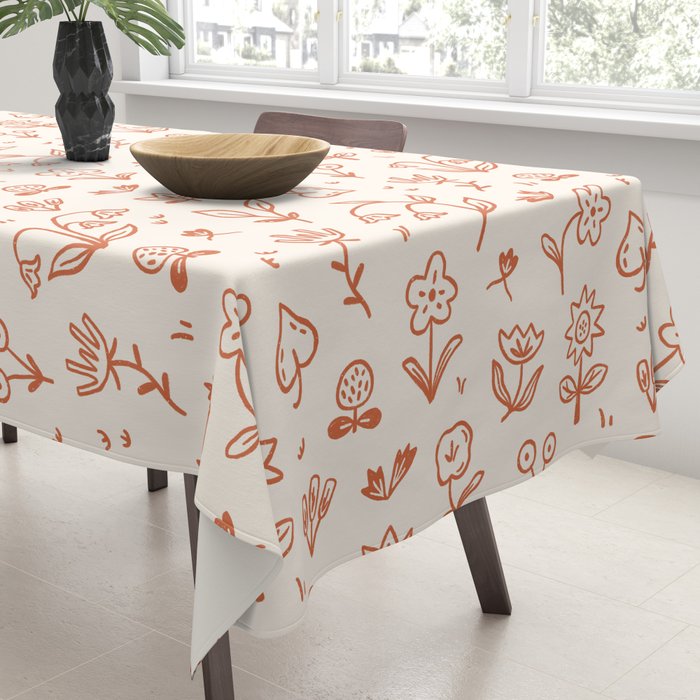 Playful Flower Doodles Tablecloth Gallery Image 3