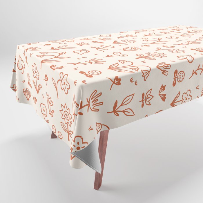 Playful Flower Doodles Tablecloth Gallery Image 1
