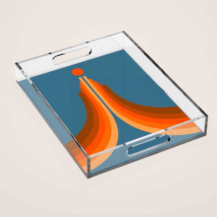 Abstraction_SUN_RISING_RETRO_SPACE_POP_ART_0906S Acrylic Tray Gallery Image 1