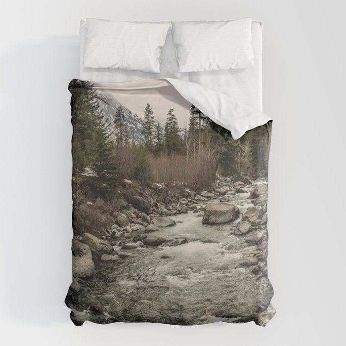 Winter Begins - River Mountain Nature Photography Duvet Cover Gallery Image 6