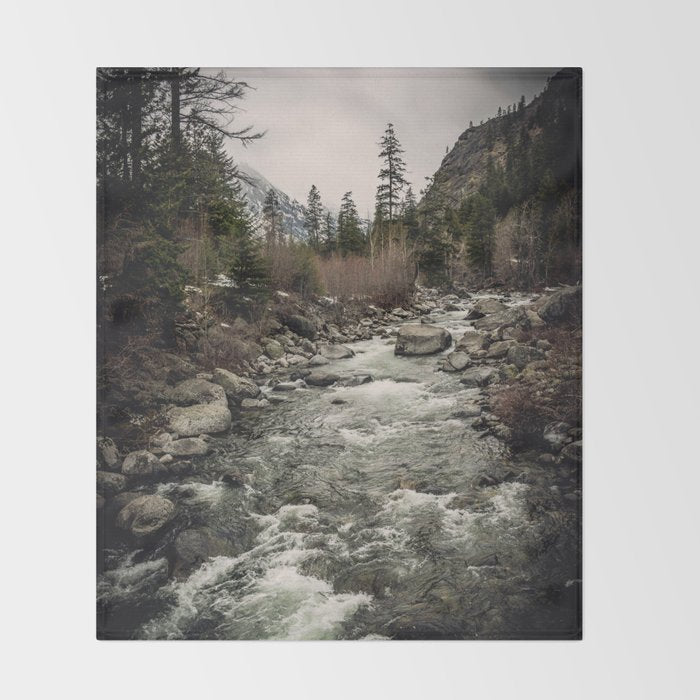 Winter Begins - River Mountain Nature Photography Throw Blanket Gallery Image 2