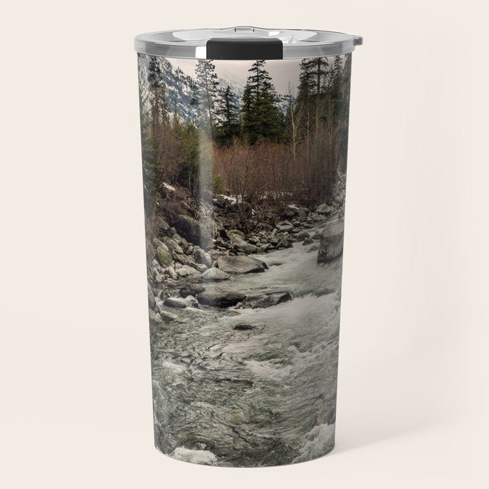 Winter Begins - River Mountain Nature Photography Travel Mug Gallery Image 1