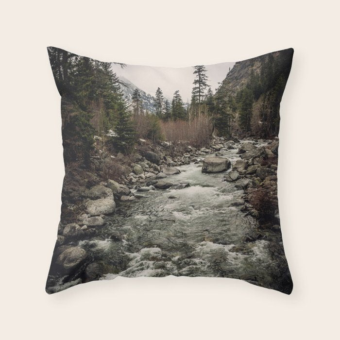Winter Begins - River Mountain Nature Photography Throw Pillow Gallery Image 6