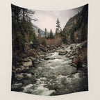 Winter Begins - River Mountain Nature Photography Wall Tapestry Gallery Image 4