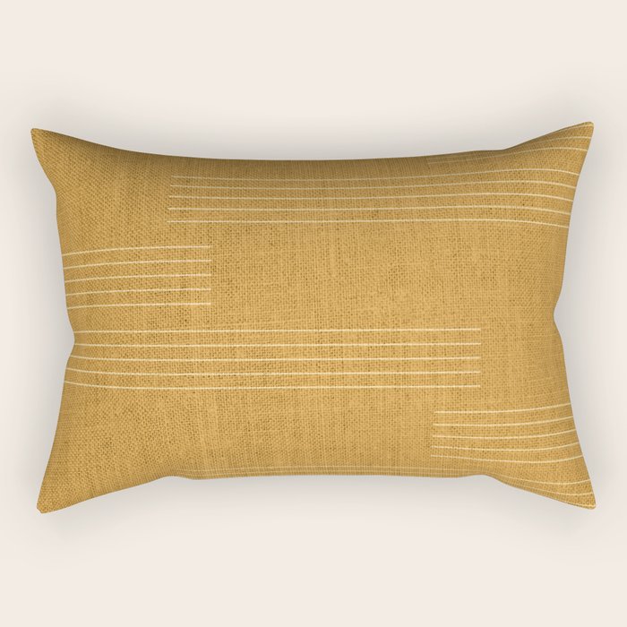 Minimal, Fine Stripe, Pattern, in Yellow Rectangular Pillow Gallery Image 2