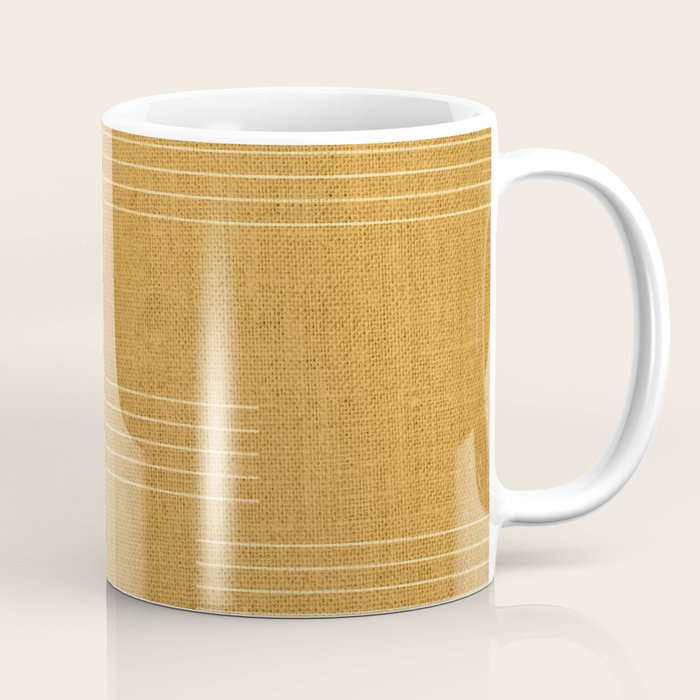 Minimal, Fine Stripe, Pattern, in Yellow Coffee Mug Gallery Image 1
