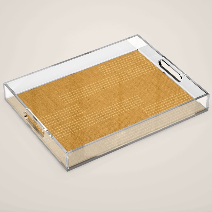Minimal, Fine Stripe, Pattern, in Yellow Acrylic Tray Gallery Image 1
