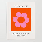 La Fleur | 01 - Retro Floral Print Orange And Pink Aesthetic Preppy Modern Abstract Flower Poster Gallery Image 4