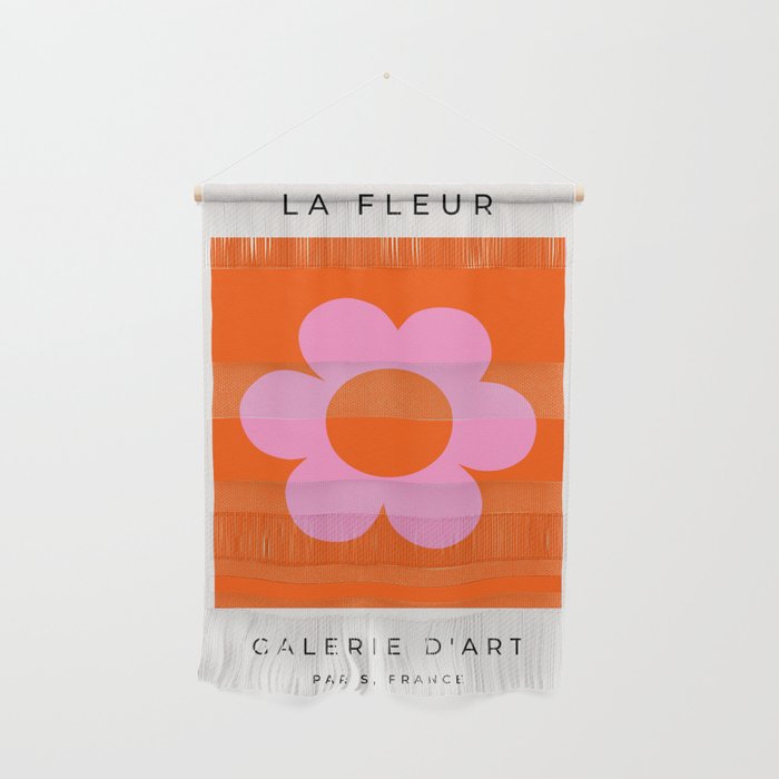 La Fleur | 01 - Retro Floral Print Orange And Pink Aesthetic Preppy Modern Abstract Flower Wall Hanging Gallery Image 1