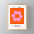 La Fleur | 01 - Retro Floral Print Orange And Pink Aesthetic Preppy Modern Abstract Flower Mini Art Print Gallery Image 1