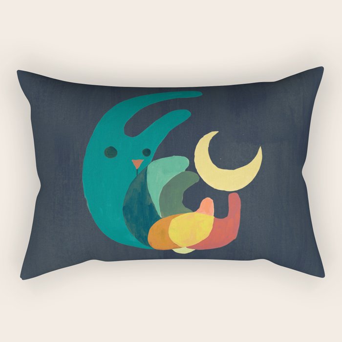 Rabbit and crescent moon Rectangular Pillow Gallery Image 1