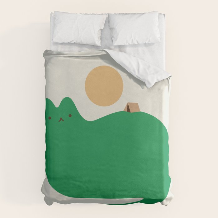 Cat Landscape 118A: Purrfect Campsite A Duvet Cover Gallery Image 1