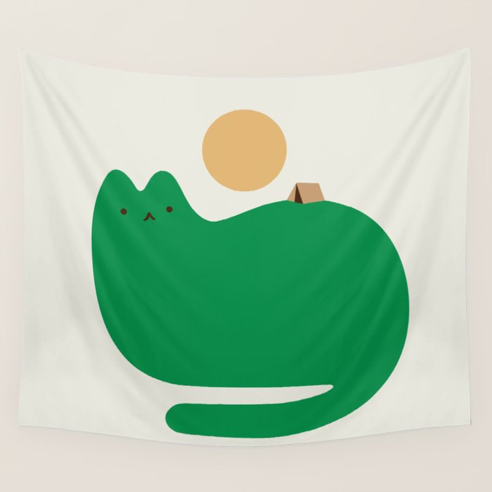 Cat Landscape 118A: Purrfect Campsite A Wall Tapestry Gallery Image 1
