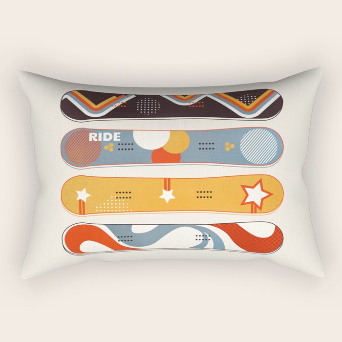 Retro Snowboards  Rectangular Pillow Gallery Image 2