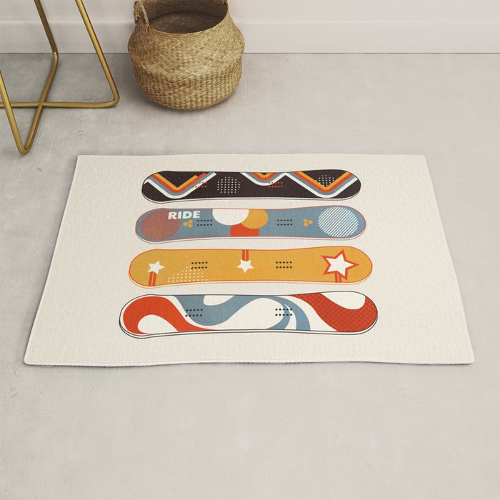 Retro Snowboards  Rug Gallery Image 1