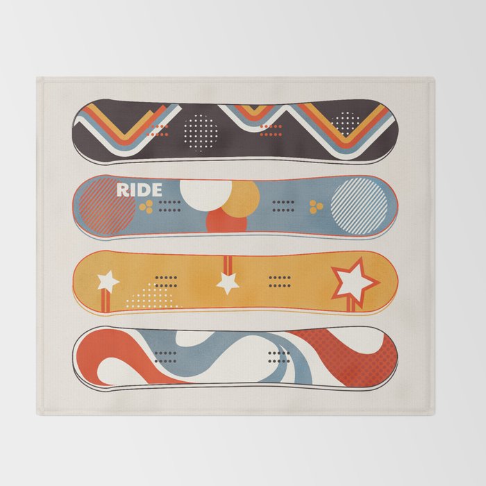 Retro Snowboards  Throw Blanket Gallery Image 2