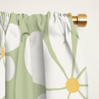 Retro Daisy Pattern - Pastel Green Window Curtain Gallery Image 2