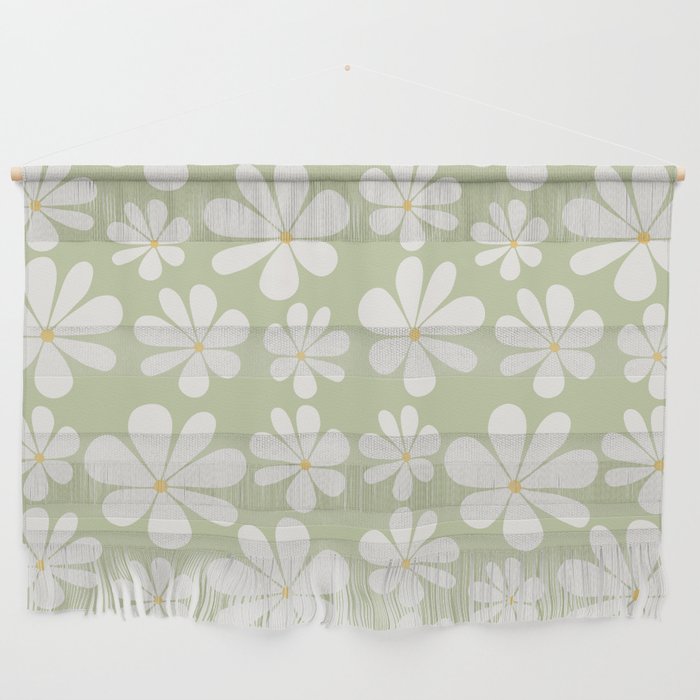 Retro Daisy Pattern - Pastel Green Wall Hanging Gallery Image 1