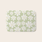 Retro Daisy Pattern - Pastel Green Bath Mat Gallery Image 1