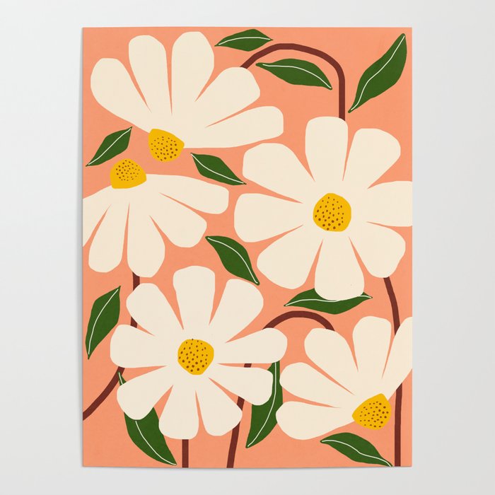 Wild Daisies - peach Poster Gallery Image 4