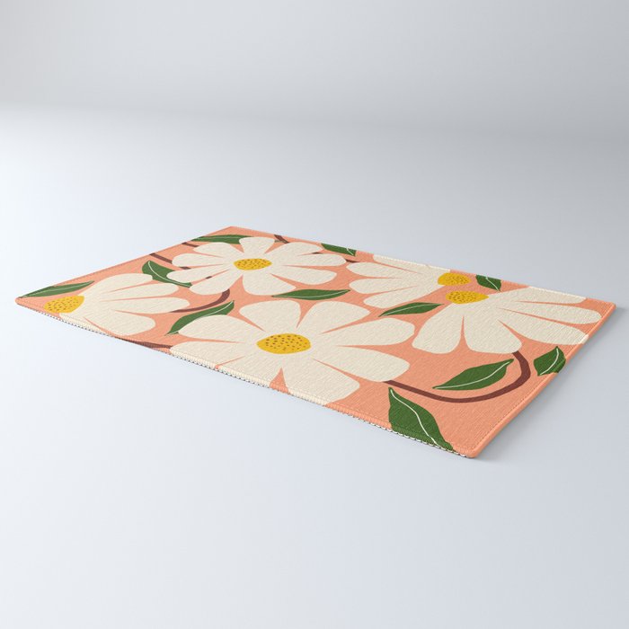 Wild Daisies - peach Rug Gallery Image 3