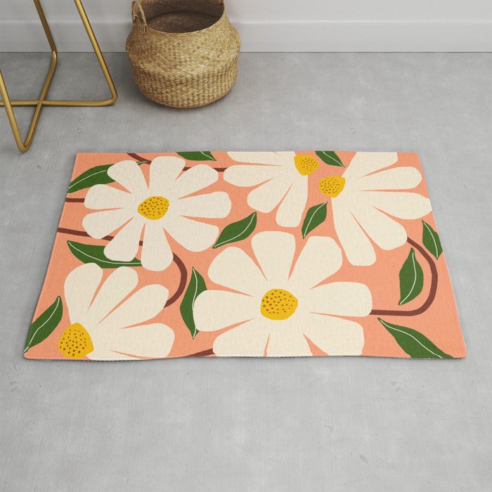 Wild Daisies - peach Rug Gallery Image 1
