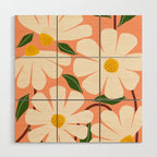 Wild Daisies - peach Wood Wall Art Gallery Image 1