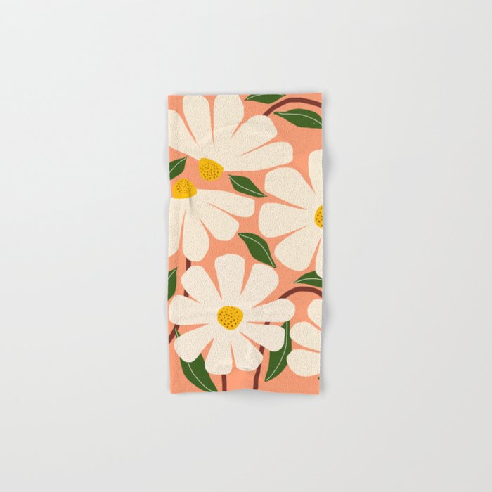 Wild Daisies - peach Bath Towel Gallery Image 1