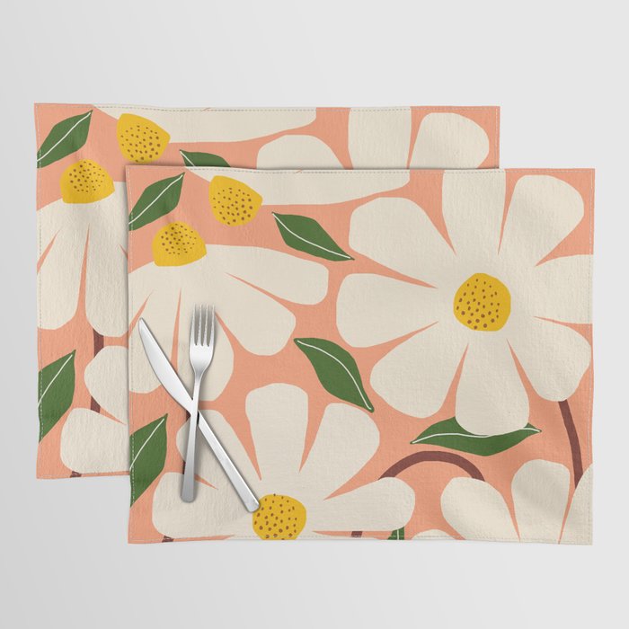 Wild Daisies - peach Placemat Gallery Image 1