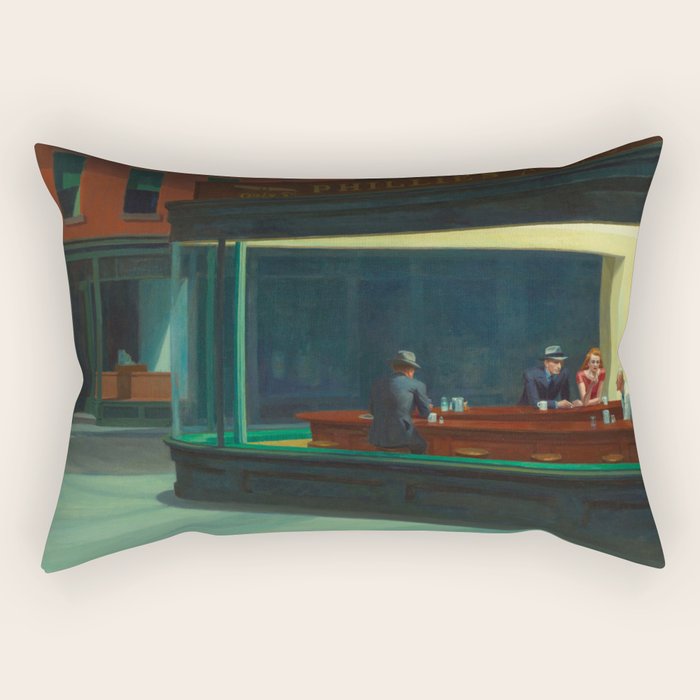 Nighthawks by Edward Hopper Rectangular Pillow Gallery Image 2