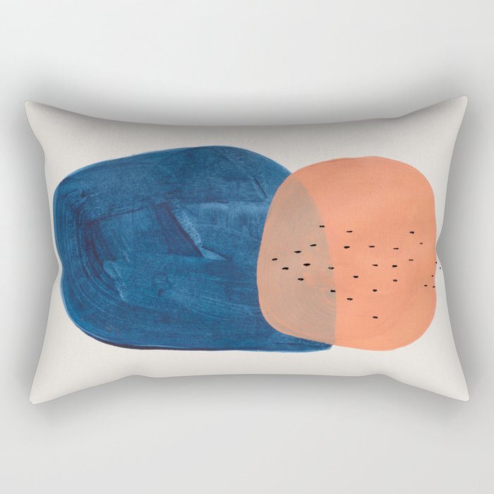 'Twins' Minimalist Modern Mid Century Colorful Navy Blue Tan Shapes by Ejaaz Haniff Rectangular Pillow Gallery Image 1