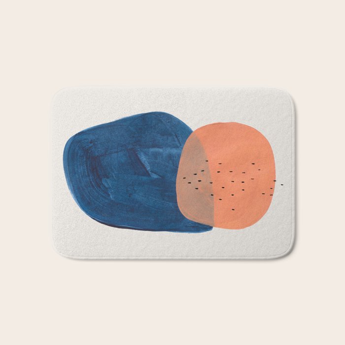 'Twins' Minimalist Modern Mid Century Colorful Navy Blue Tan Shapes by Ejaaz Haniff Bath Mat Gallery Image 1