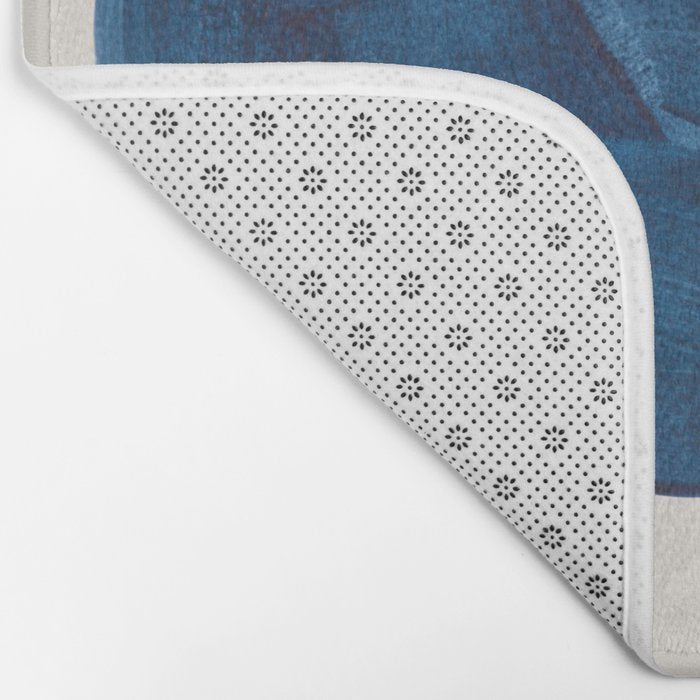 'Twins' Minimalist Modern Mid Century Colorful Navy Blue Tan Shapes by Ejaaz Haniff Bath Mat Gallery Image 2
