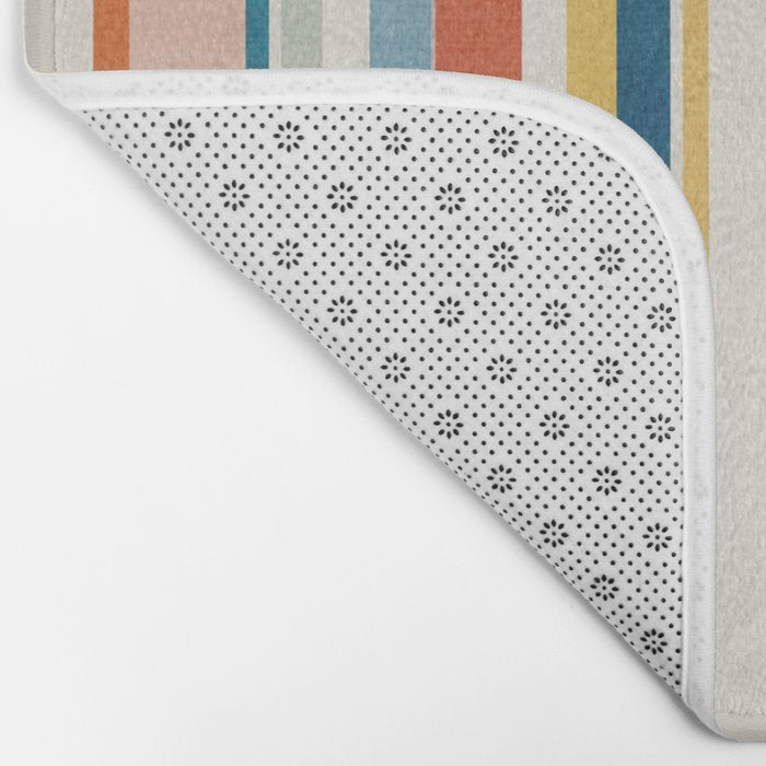Multicolored Stripes Blue Yellow Orange White Art Bath Mat Gallery Image 2
