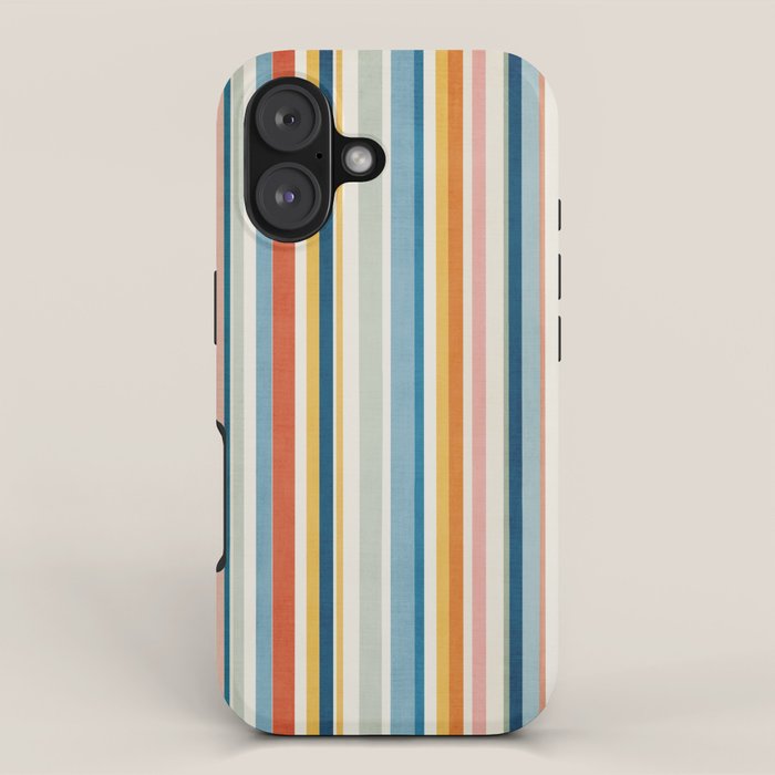 Multicolored Stripes Blue Yellow Orange White Art iPhone Case Gallery Image 1