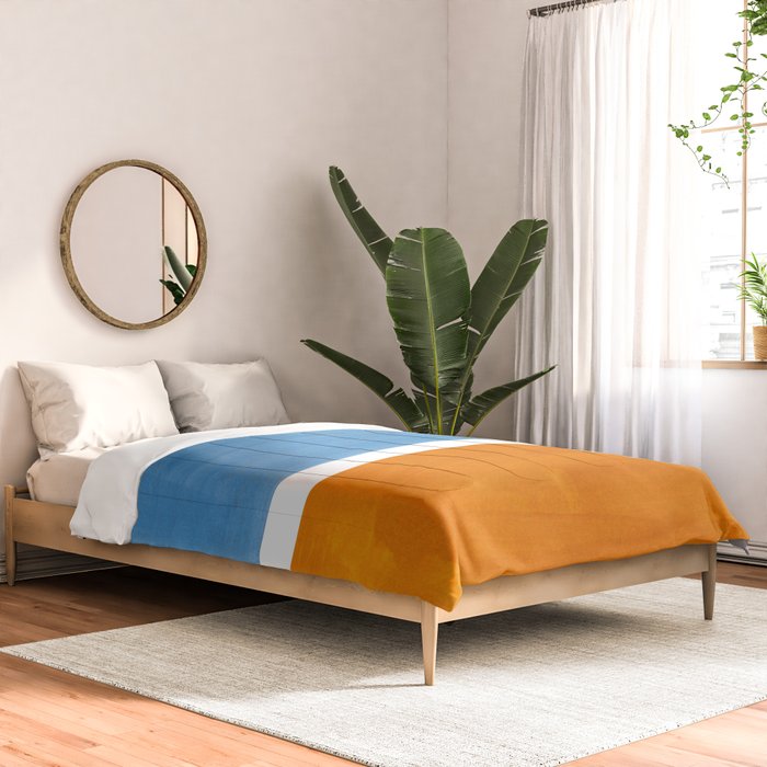 Rothko Minimalist Abstract Mid Century Color Black Square Periwinkle Yellow Ochre Comforter Gallery Image 2