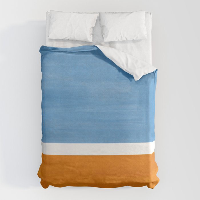 Rothko Minimalist Abstract Mid Century Color Black Square Periwinkle Yellow Ochre Duvet Cover Gallery Image 6