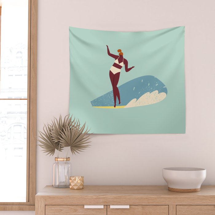 Surf girl Wall Tapestry Gallery Image 2