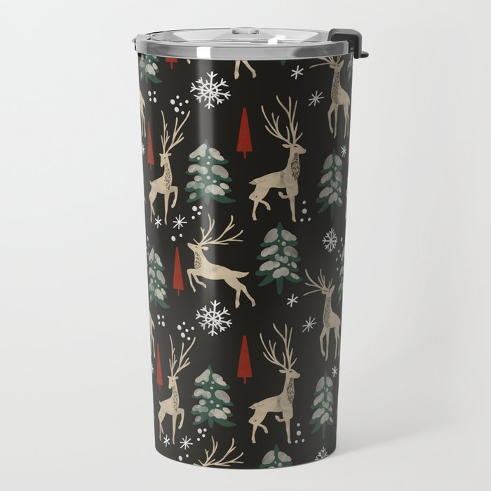 Deer in the snowy night Travel Mug Gallery Image 2